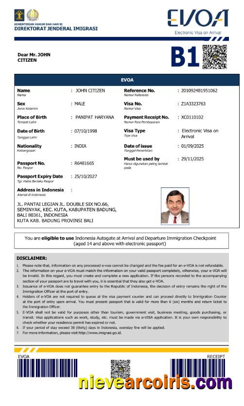 Indonesia e-visa, version 2